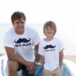 T Shirt Pere Fils Moustache Big Man Little Man