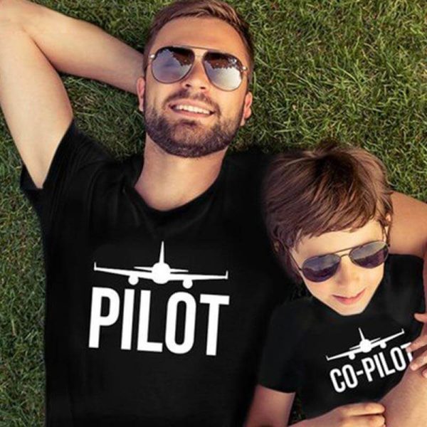 T Shirt Pilot Co-Pilot Pere Fils