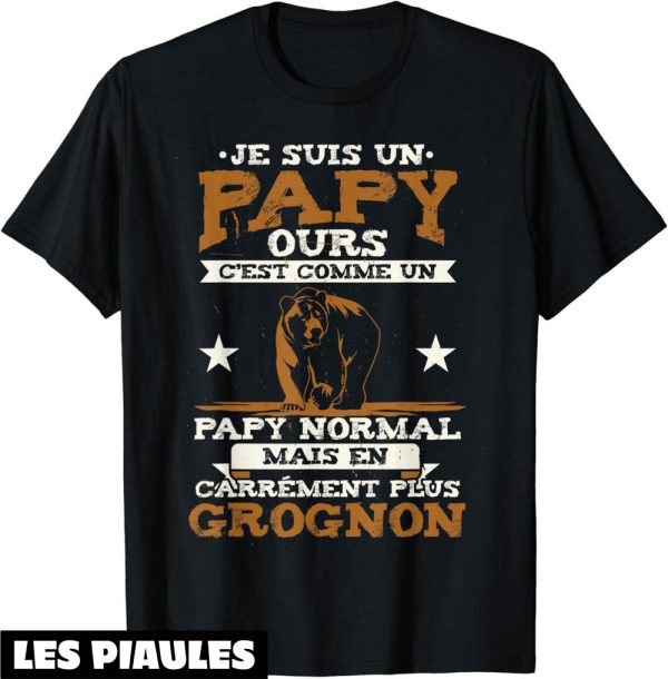 T-Shirt Pour Papy Ours Cadeau Papou Fete Des Grands-Peres