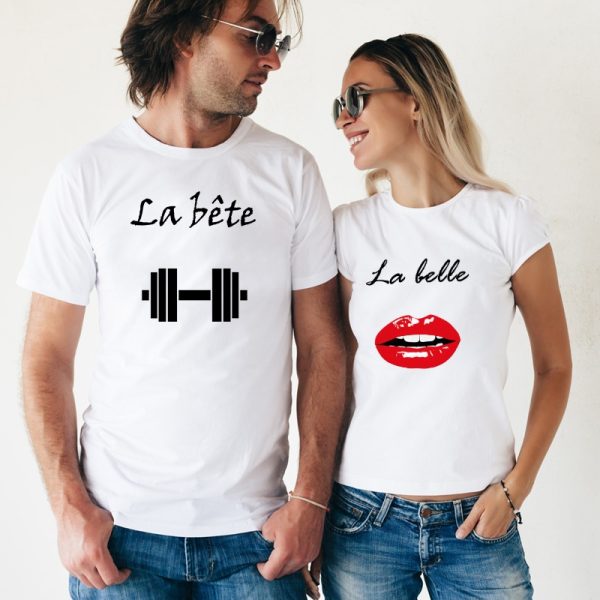 T-shirt Assorti Couple La Belle & La Bete – Idee Cadeau Unique  Assortis Moi