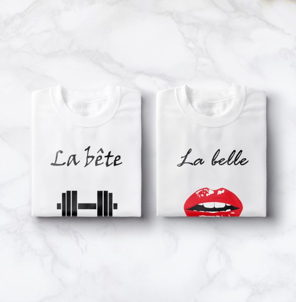 T-shirt Assorti Couple La Belle & La Bete – Idee Cadeau Unique  Assortis Moi