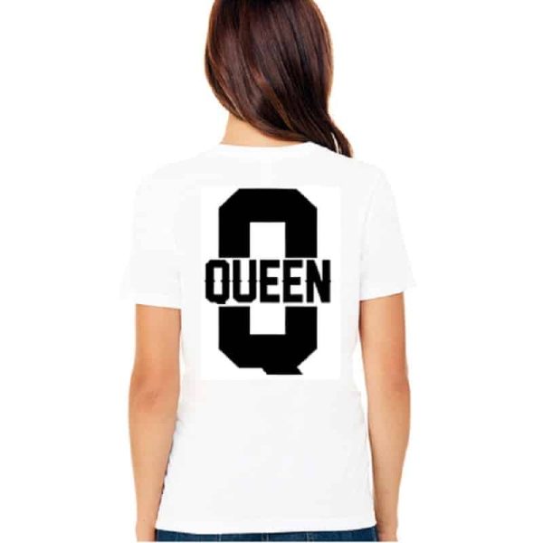 T-shirt Blanc pour Couple a Imprime Graphique King Et Queen