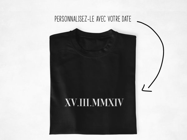 T-shirt Couple Date en Chiffres Romains – Cadeau Personnalise