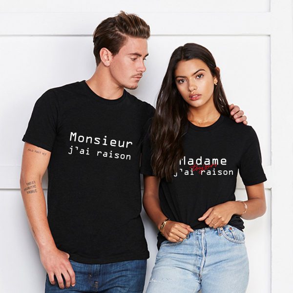 T-shirt Couple – Mr j’ai raison Mme j’ai toujours raison