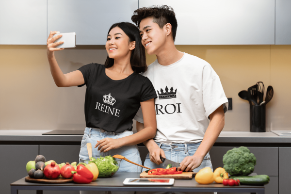 T-shirt Couple Roi & Reine – Ideal pour les Occasions Romantiques