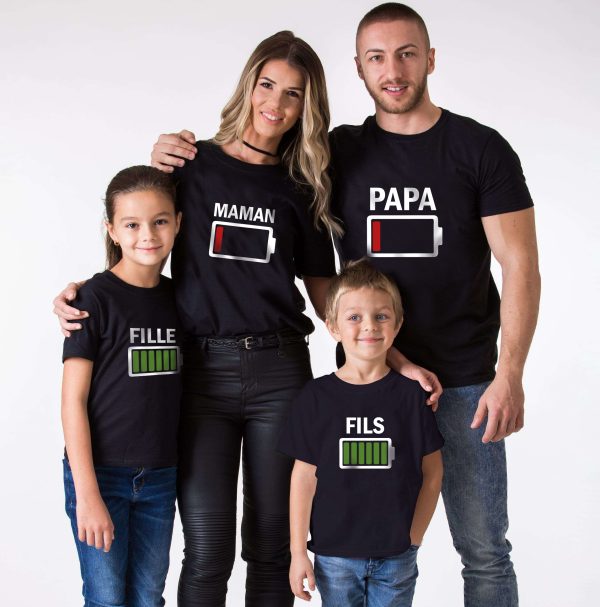 T-shirt Famille Batterie vide – Batterie pleine