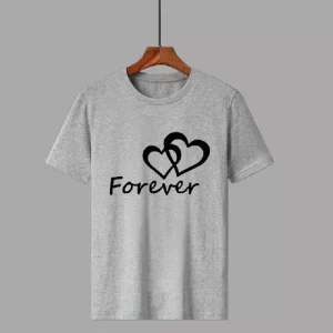 T shirt Gris Imprime pour les Couples Inseparables 3