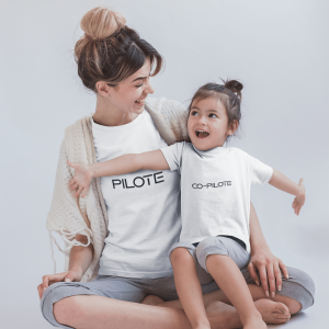 T-shirt Maman Enfants Pilote Co-pilote