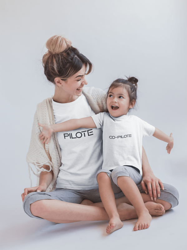 T-shirt Maman Enfants Pilote Co-pilote