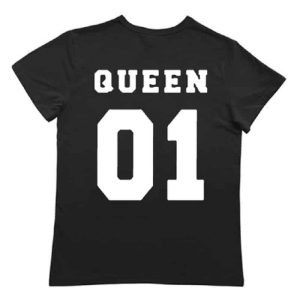 T-shirt Noir de Mariage pour les Couples avec Texte Imprime