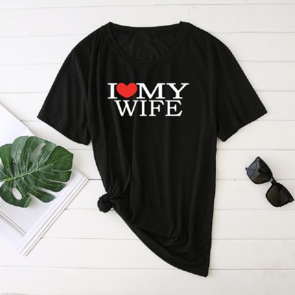 T-shirt Noir pour Couples Amoureux a Texte Imprime
