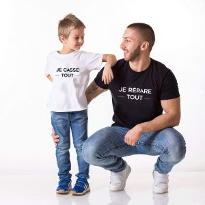 T-shirt Papa Enfant Je casse tout  je repars tout T-shirt Papa Enfant Je casse tout  je repars tout