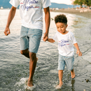 T-shirt Papa Enfants Nageur