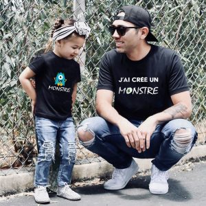 T-shirt assortis parent enfant- J’ai cree un monstre – Monstre