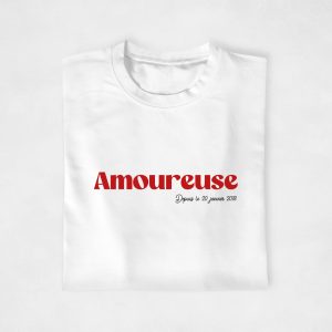 T shirt couple personnalisable Amoureuxse depuis Date 3