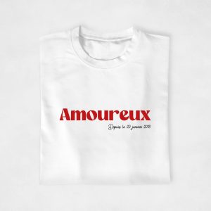 T shirt couple personnalisable Amoureuxse depuis Date 4