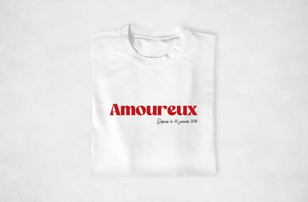 T-shirt couple personnalisable – Amoureux(se) depuis + Date