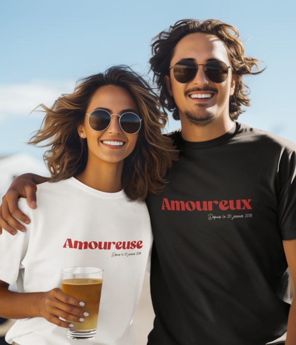 T-shirt couple personnalisable – Amoureux(se) depuis + Date