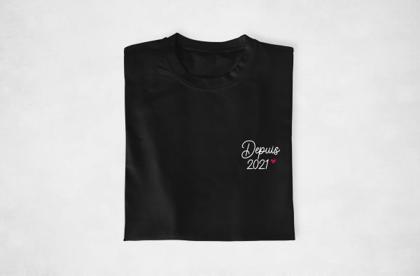 T-shirt couple personnalisable – Depuis + Annee Design