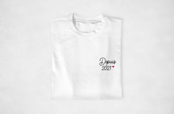 T-shirt couple personnalisable – Depuis + Annee Design