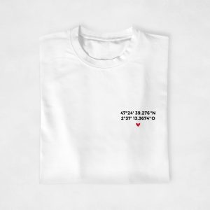 T shirt couple personnalisable Latitude Longitude 3