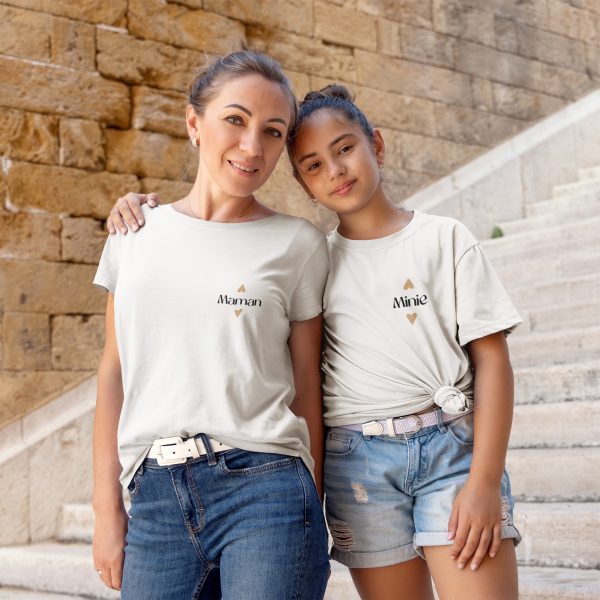 T-shirt duo Mere Fille – Deux coeurs
