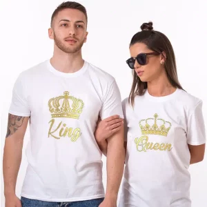 T shirt pour Couple Mariage Blanc a Manches Courtes 3