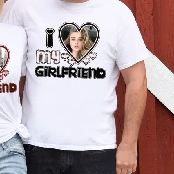T-shirt pour Couple Personnalise Blanc
