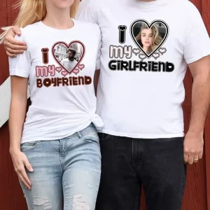 T shirt pour Couple Personnalise Blanc 3