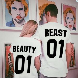T shirt pour Couple a Motif de Beauty Beast 3