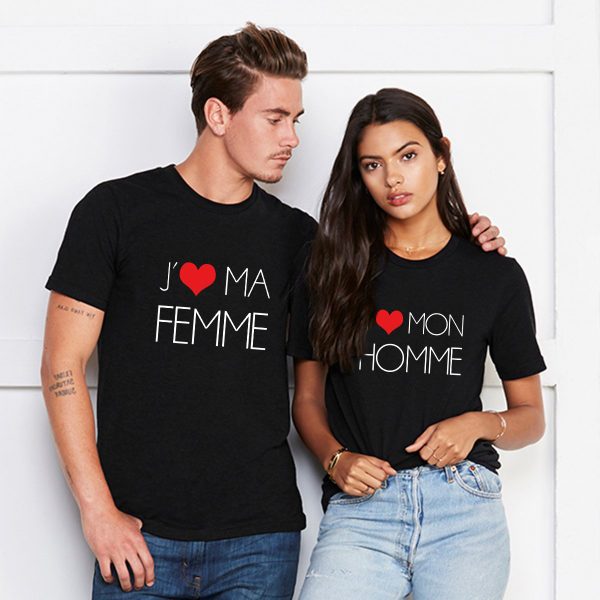 T-shirts Amour Couple J’aime ma Femme  J’aime mon Homme