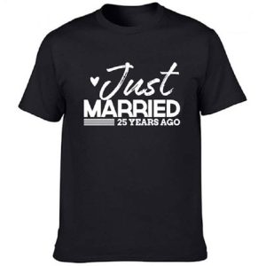 T-shirts Blanc Et Noir pour 25eme Anniversaire de Mariage de Couple T-shirts Blanc Et Noir pour 25eme Anniversaire de Mariage de Couple