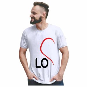 T-shirts Blancs Assortis a Imprime de Coeur pour Couple T-shirts Blancs Assortis a Imprime de Coeur pour Couple