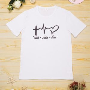 T-shirts Blancs avec Col Rond de Couple T-shirts Blancs avec Col Rond de Couple