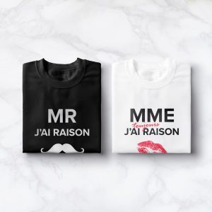 T-shirts Couple Humoristiques – Anniversaires Saint-Valentin  Assortis Moi