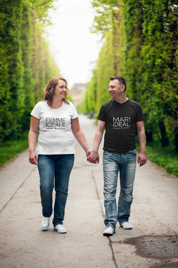 T-shirts Couple Mari & Femme Ideale – Cadeau pour Couples