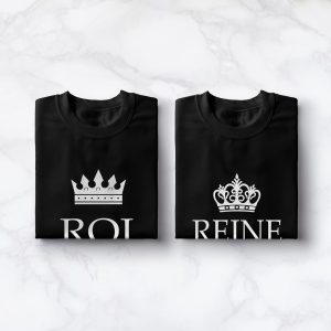 T-shirts Couple Roi Reine - Vetements Assortis Cadeau 2 T shirts Couple Roi Reine Vtements Assortis Cadeau 3