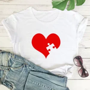 T-shirts a Motifs de Puzzle pour Couple 1 T shirts a Motifs de Puzzle pour Couple 2