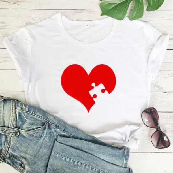 T-shirts a Motifs de Puzzle pour Couple