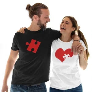T-shirts a Motifs de Puzzle pour Couple 2 T shirts a Motifs de Puzzle pour Couple 3