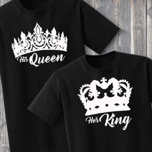 Tee-Shirt Couple Her King His Queen