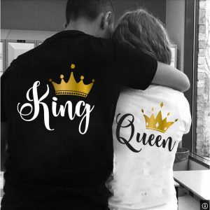 Tee Shirt Couple Queen King Couronne Or Tee Shirt Couple Queen King Couronne Or