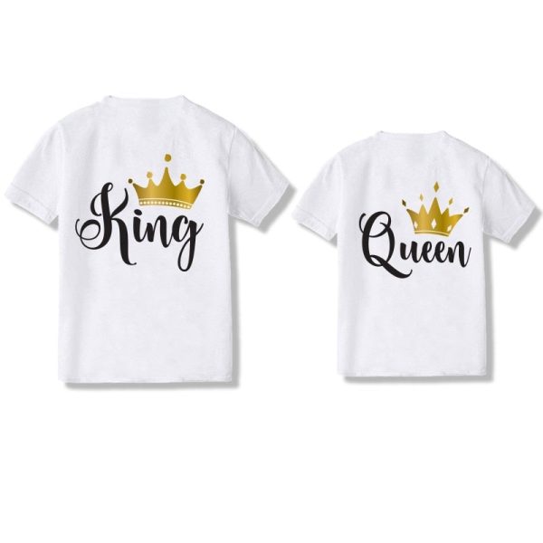 Tee Shirt Couple Queen King Couronne Or