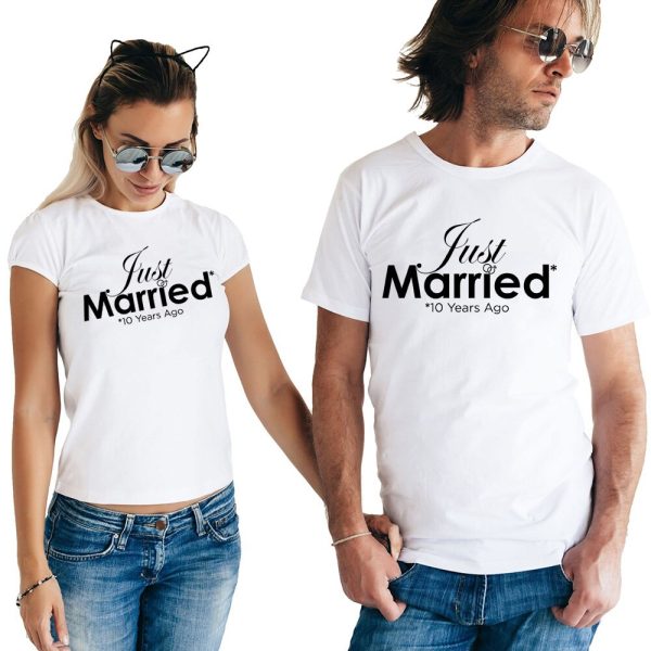 Tee Shirt pour Couple Anniversaire de Mariage 10 ans