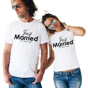 Tee Shirt pour Couple Anniversaire de Mariage 10 ans