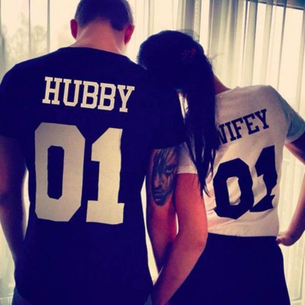 Tee shirt couple HUBBY & WIFEY