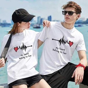 Tee shirt couple MY HEART BELONG TO Tee shirt couple MY HEART BELONG TO