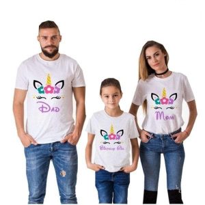 Tee shirt famille assorti licorne anniversaire 1
