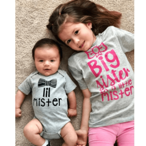 Tee shirt frere et soeur noeud papillon Tee shirt frere et soeur noeud papillon