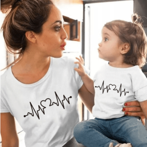Tee shirt mere fille battements du coeur